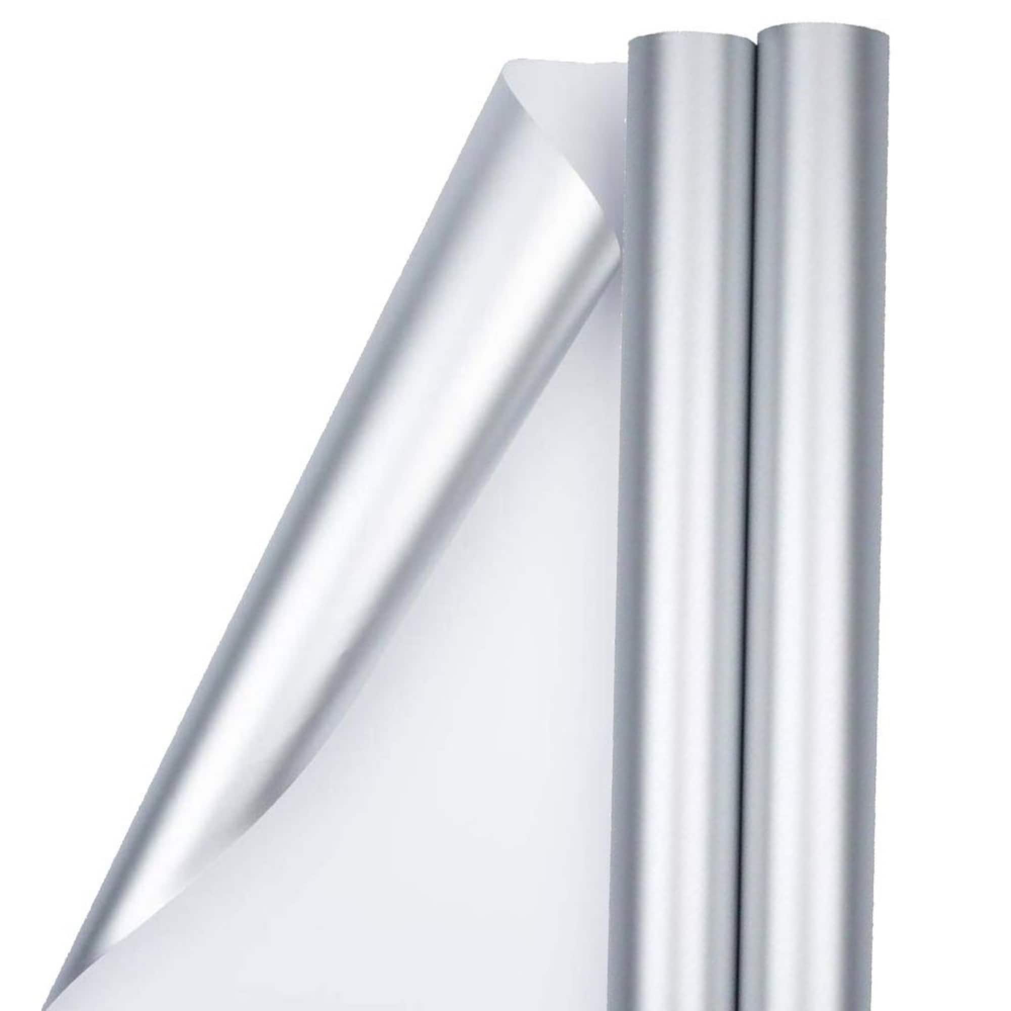 JAM Paper Matte Silver Gift Wrap, 2ct.